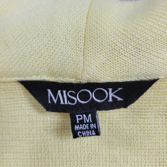 Misook Knit Sweater Jacket PM Petite Yellow Plaid Double Breasted 3/4 Sleeve - Picture 8 of 16